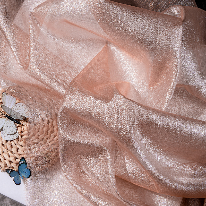 Gradiënt Organza Zijden Gordijn Gouden Bruiloft Kleuterschool Kleding Jurk Creatieve Podiumstof Achtergrondstof