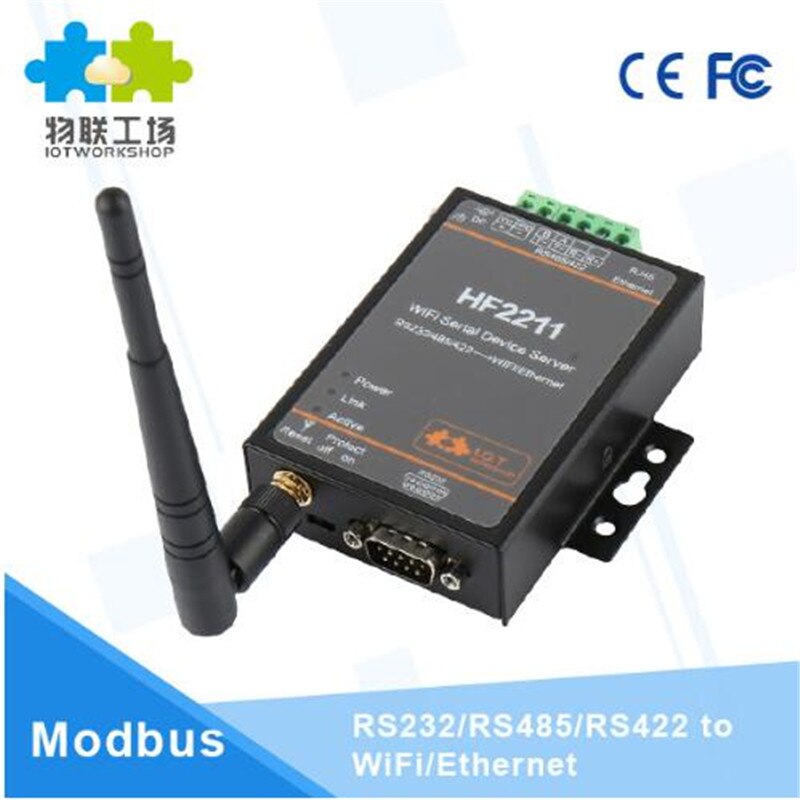 Wifi module 2211 Industrial Modbus Serial RS485 RS422 to WiFi Ethernet Converter Device TCP IP Telnet 4M Flash DTU Connector