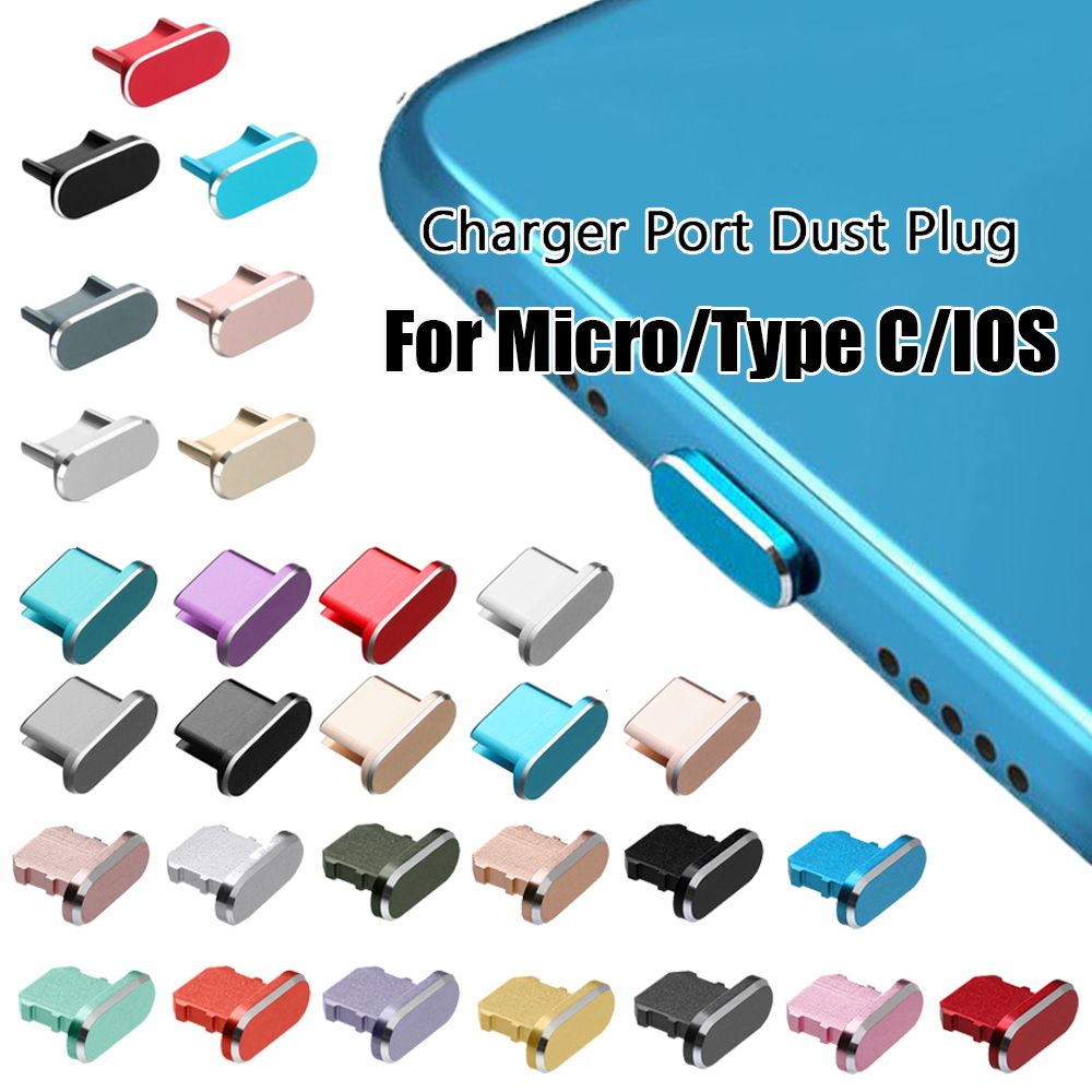 Alloy Anti Dust Metal Plug Charger Dock Stopper Micro/Type C/IOS Charging Port Cap Cover for iPhone13 Pro Max Samsung Galaxy S22