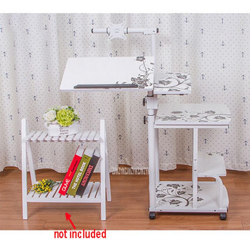 Grote Size Desktop Computer Tafel Verstelbare Beweegbare Draagbare Laptop Bureau Draaien Laptop Bed Tafel Kan Worden Opgeheven Staande Bureau: white flower