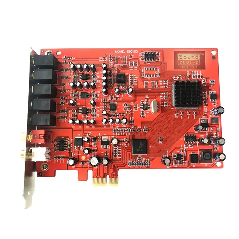 PCI-E ordinateur intégré carte son 5.1 canaux petite carte SB0105 DSP ordinateur chant diffusion maison carte son: red