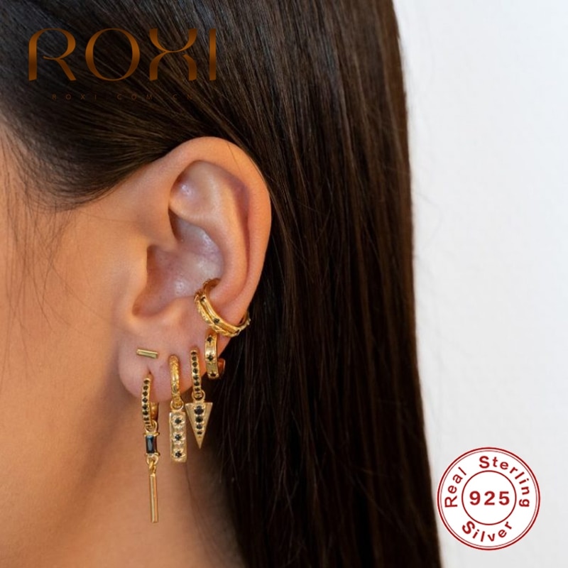 ROXI-pendientes de plata de ley 925 sin Piercing para mujer, joyería de boda, con Clip