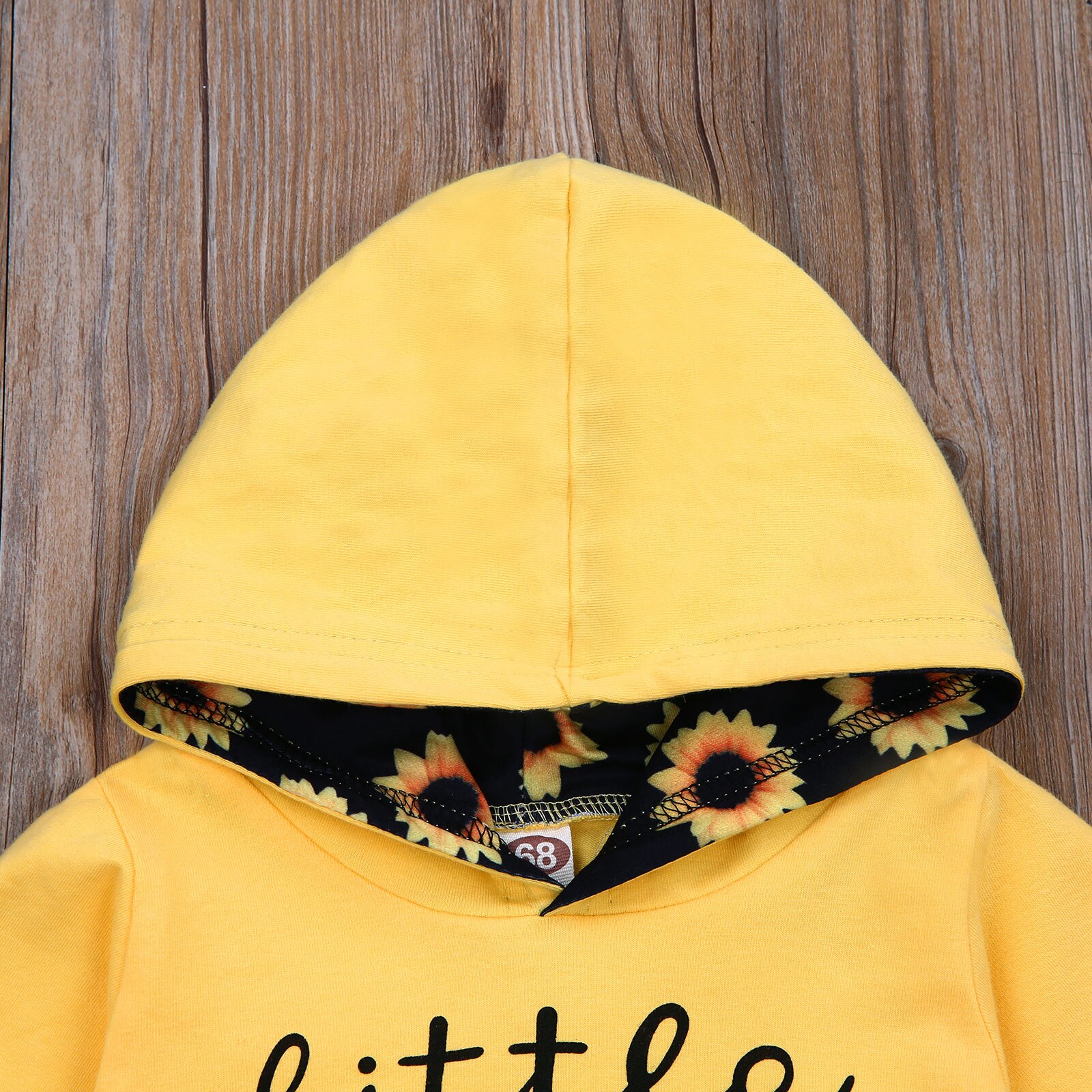 Baby Girl's Clothing Set, Sunflower Print Long Sleeve Hooded Sweater and Pants Two-piece Suit for Birthday Party Photography