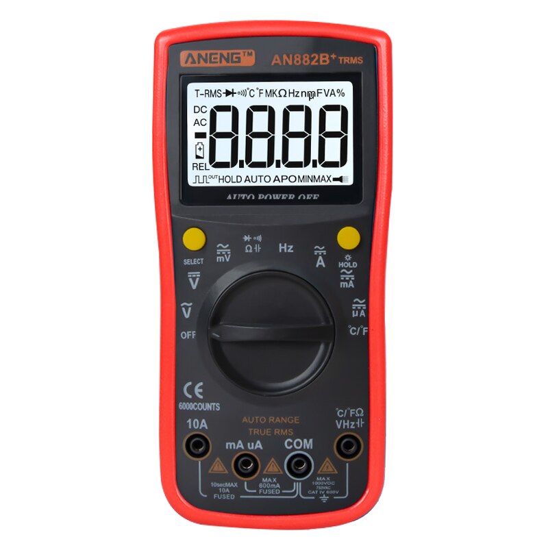 Digital Multimeter LCD DC Voltmeter Ammeter Tester Handheld Electrician Voltmeter And Ammeter: red
