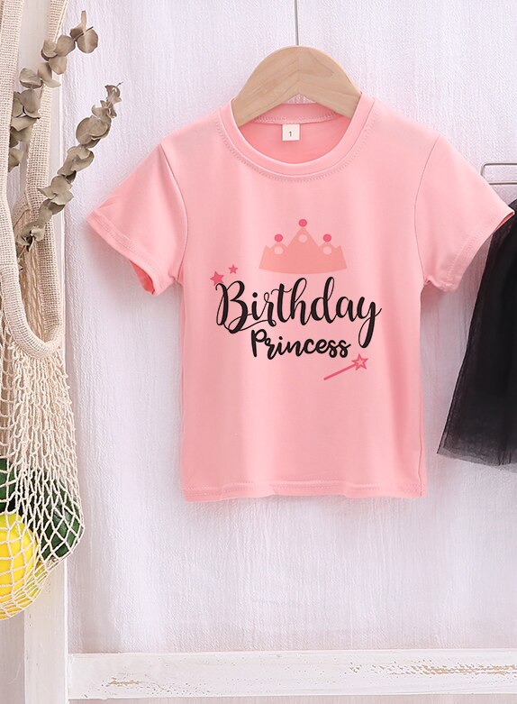 誕生日プリンセスtシャツ子供半袖tシャツ十代のカジュアルシャツ2020新oネックファッション子供tシャツパーティーの摩耗