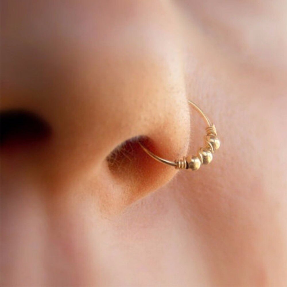 3 Stks/set Retro Ronde Kralen Nose Ring Neusgat Hoop Piercing Sieraden Hip Hop