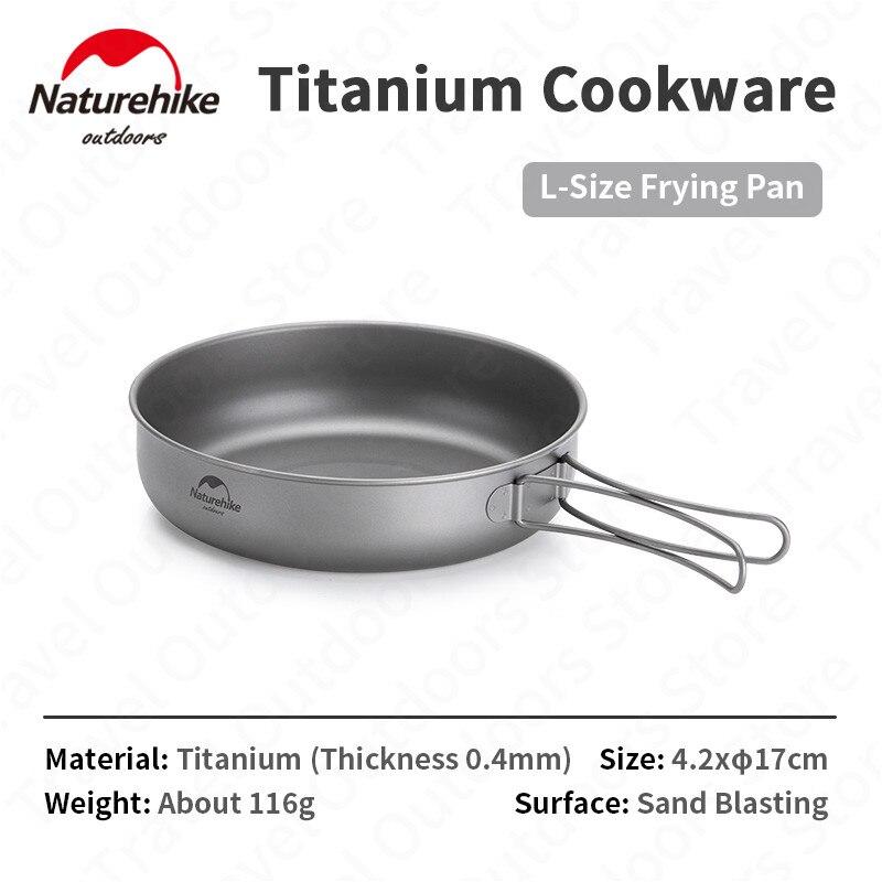 Naturehike Titan Geschirr Ich bin Freien Picknick Camping Kochgeschirr Ultraleicht Titan Topf Pfanne 2-3 Personen Camping Picknick Kochgeschirr: groß Braten Pfanne