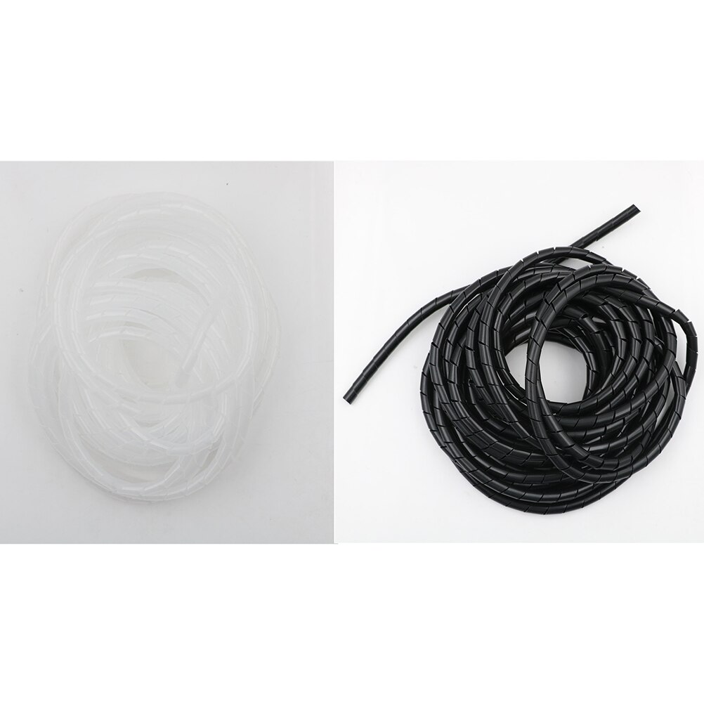 6.5m 12mm sort wire spiral wrap ærmebånd rør kabel wire protector sort hvid 1pc