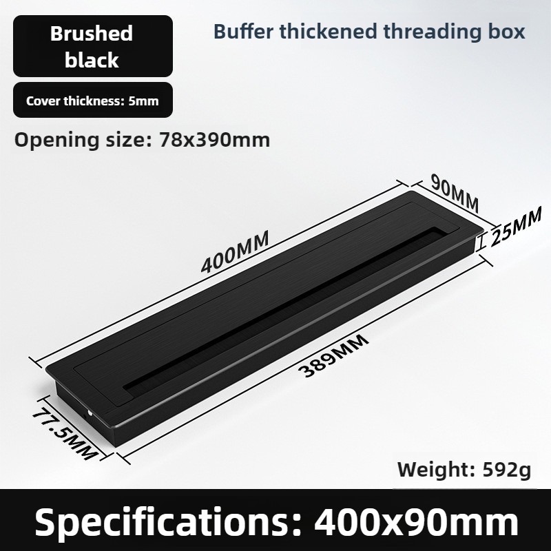 1 ST aluminium rechthoekige bureau kabeldoorvoertules draadgat deksel Kabeluitlaat Poort Oppervlak tafel kabel gat Meubelbeslag: Goud