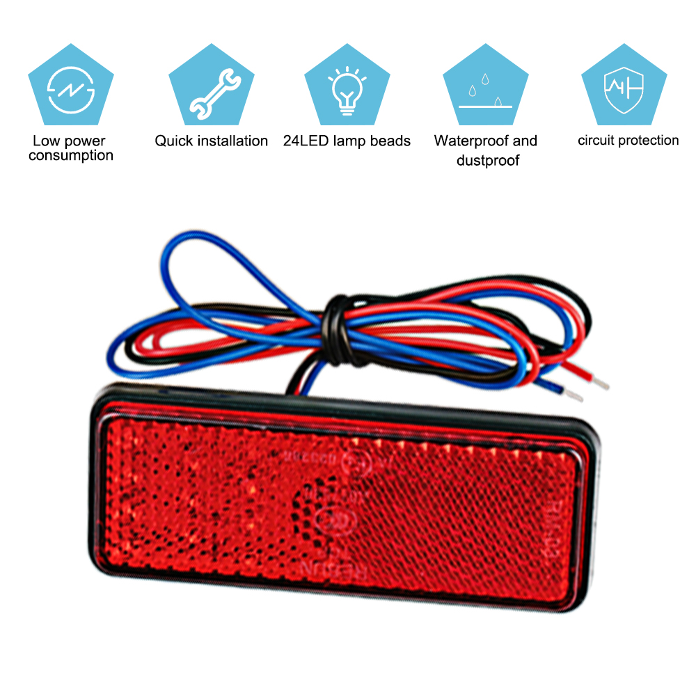 Luz trasera para motocicleta, Reflector rectangular, lámpara de freno trasero, luz trasera para motocicleta, reflectores LED ATV para coche, luces de advertencia laterales para camión