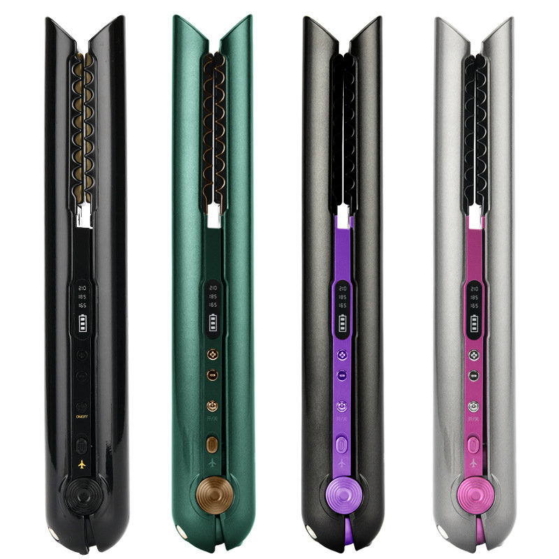 Mini 2 IN 1 Flat Iron USB 4800mah Wireless Hair Straightener with Charging Base Portable Cordless Curler Dry and Wet Use