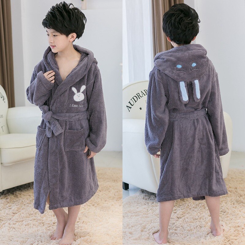 Pure Grey Color SimpleCotton Comfortable Skin-friendly Soft Hooded Bathrobe Baby Children Towels main image 1