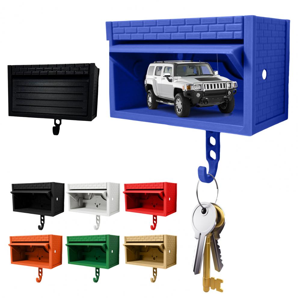 Car-Themed Key Holder with Opening Door - Adhesive Wall Mount Key Organizer for Entryway, Dual-Purpose Home Office Decor