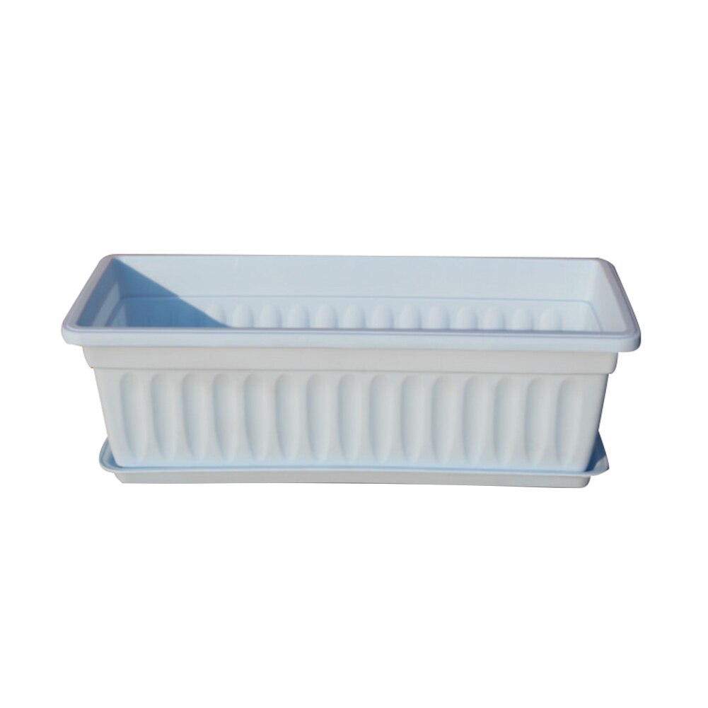 3Pcs Balcony Garden Rectangular Vegetable Flower Planter Resin Box Planting Pot with raised pot feet and 6 drainage: Blue 50x21x14cm