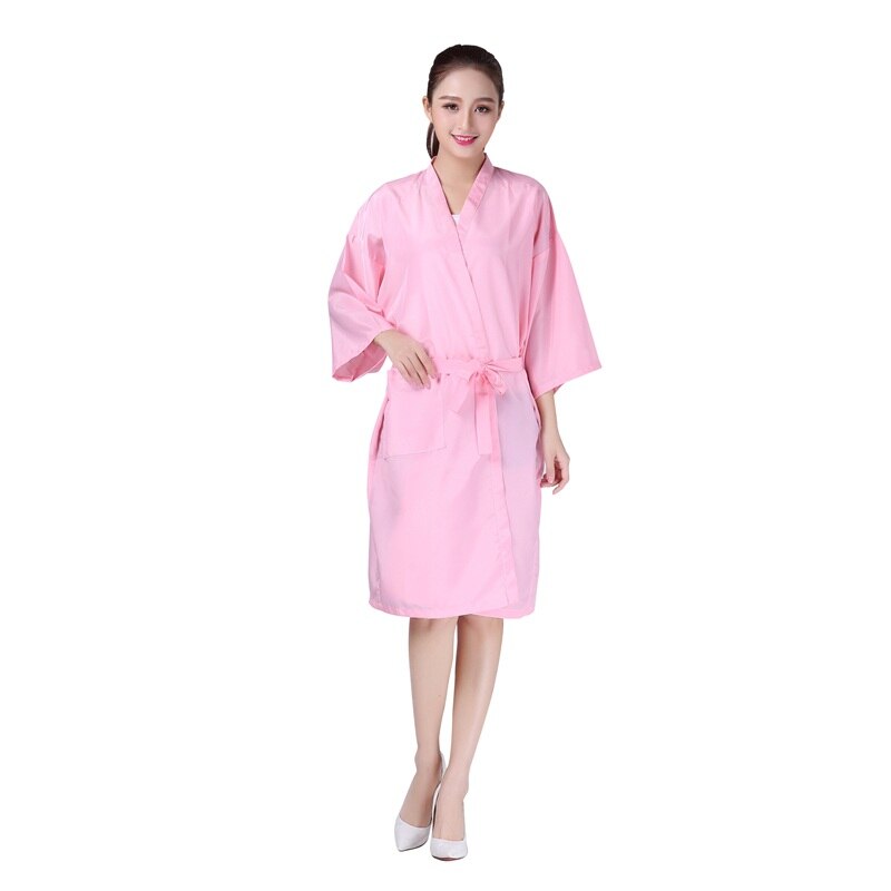 Kimono pour Salon de coiffure, 1 pièce, Robe coupe de cheveux, Robe, beauté, SPA, hôtel, barbier, vêtements enveloppés pour invités: A008-Pink
