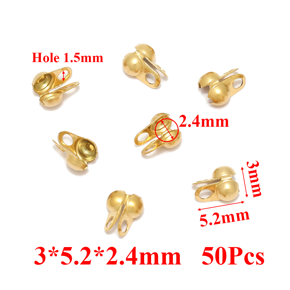 50–100 Stück Gold passend zu Edelstahl Kugelkette Calotte Crimps Perlen Verbinder Endverschlüsse für DIY Armbinde Halskette Herstellung: Farbe