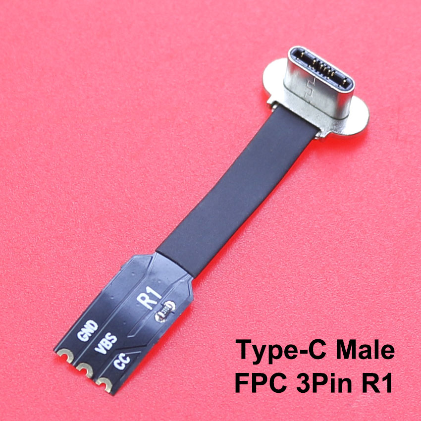 Conector Micro USB tipo C FPC 2 pines 3 pines con resistencia R1 Cable plano suave Cable de carga macho extensión de Cable de carga rápida para teléfono: Gris oscuro