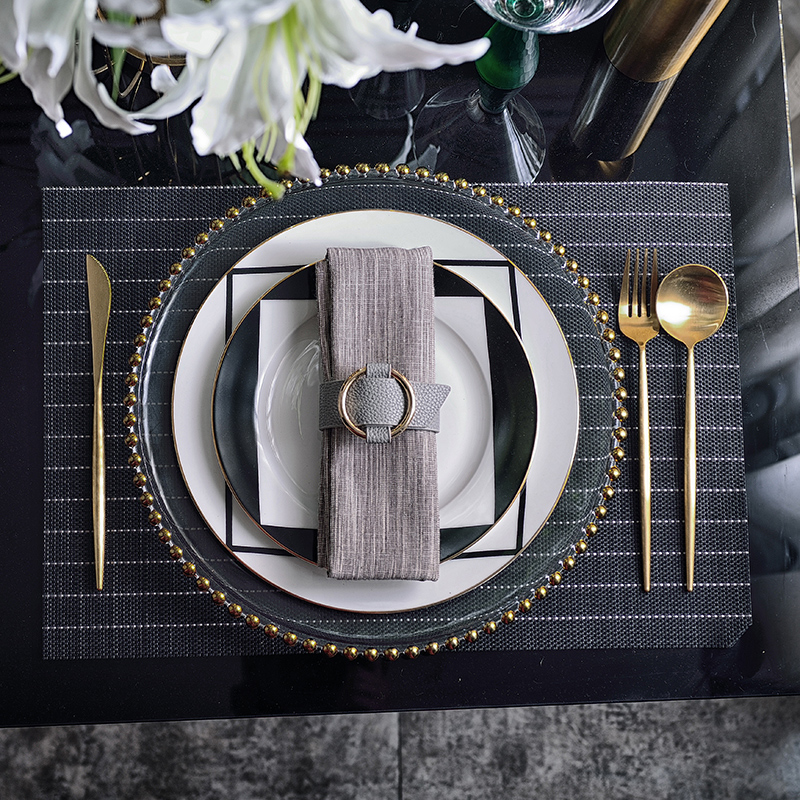 Christmas Dinning Black Plate Set Luxury Ceramic Large Dinner Plate Sets Glass Nordic Conjunto De Pratos Breakfast Set DL60PZ