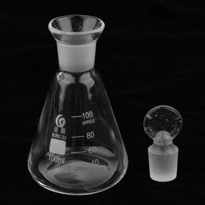 2Pcs Laboratorium Borosilicaatglas Smalle Hals Erlenmeyer Conische Kolven Met Grond-In Stoppers 50Ml/100Ml/150Ml/250Ml
