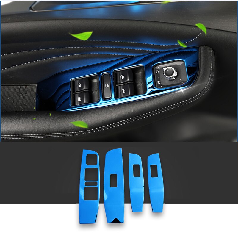 Lsrtw2017 for Haval F7 F7x Car Window Switch Panel Trims Stainless Steel Decorative Interior Mouldings Accessories: gem blue