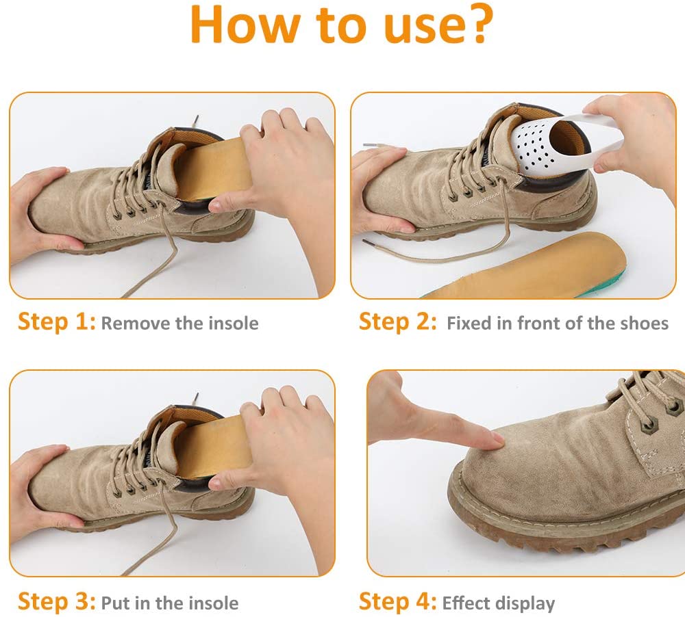 Protector antiarrugas lavable para zapatillas de deporte, Protector de flexión, soporte para la puntera, ensanchador de zapatos, 2 pares