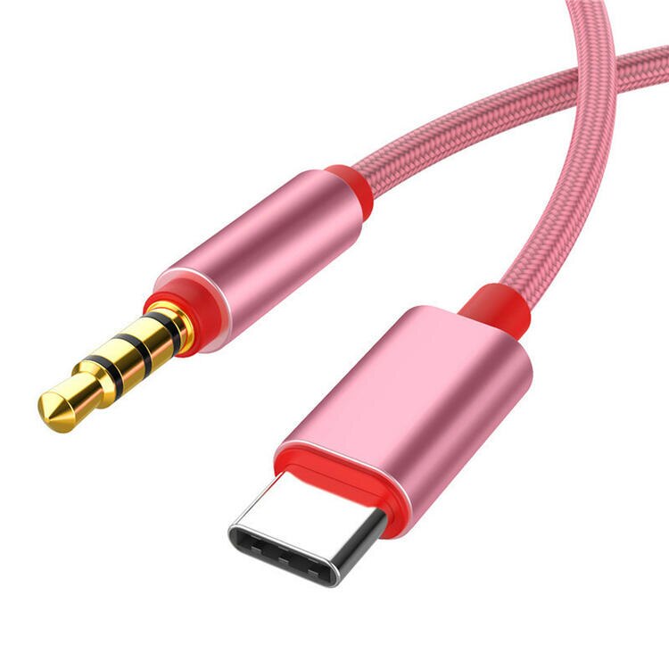 Type-C Naar 3.5Mm Jack Male Audio Aux Kabel Male Naar USB-C Stereo Adapter Connector Oortelefoon Kabel Adapter converter Voor Xiaomi: Pink