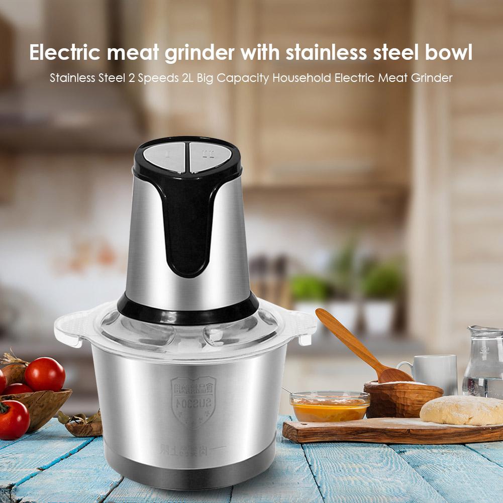 Stainless Steel 2 Speeds 800W 2L Big Capacity Chopper Electric Meat Grinder Elaborate Manufacture Prolonged Durable