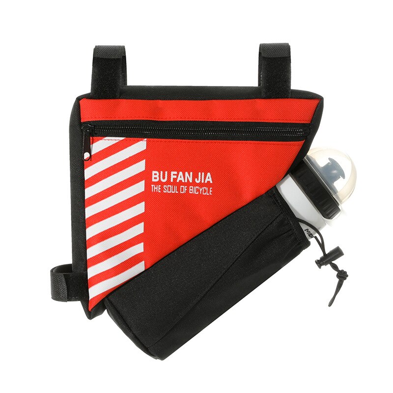 Bicycle riding bag Bicycle Bag Letter Print Triangle Storage Bag Multipurpose Saddle Bag for Bicycles with zipper bottle holder: Red