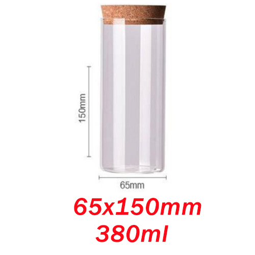 9 storlekar glasburk med lock kork kolumn lufttät burk förvaringsflaskor burkar korn teblad kaffebönor godis matburk: 65 x 150mm 380ml