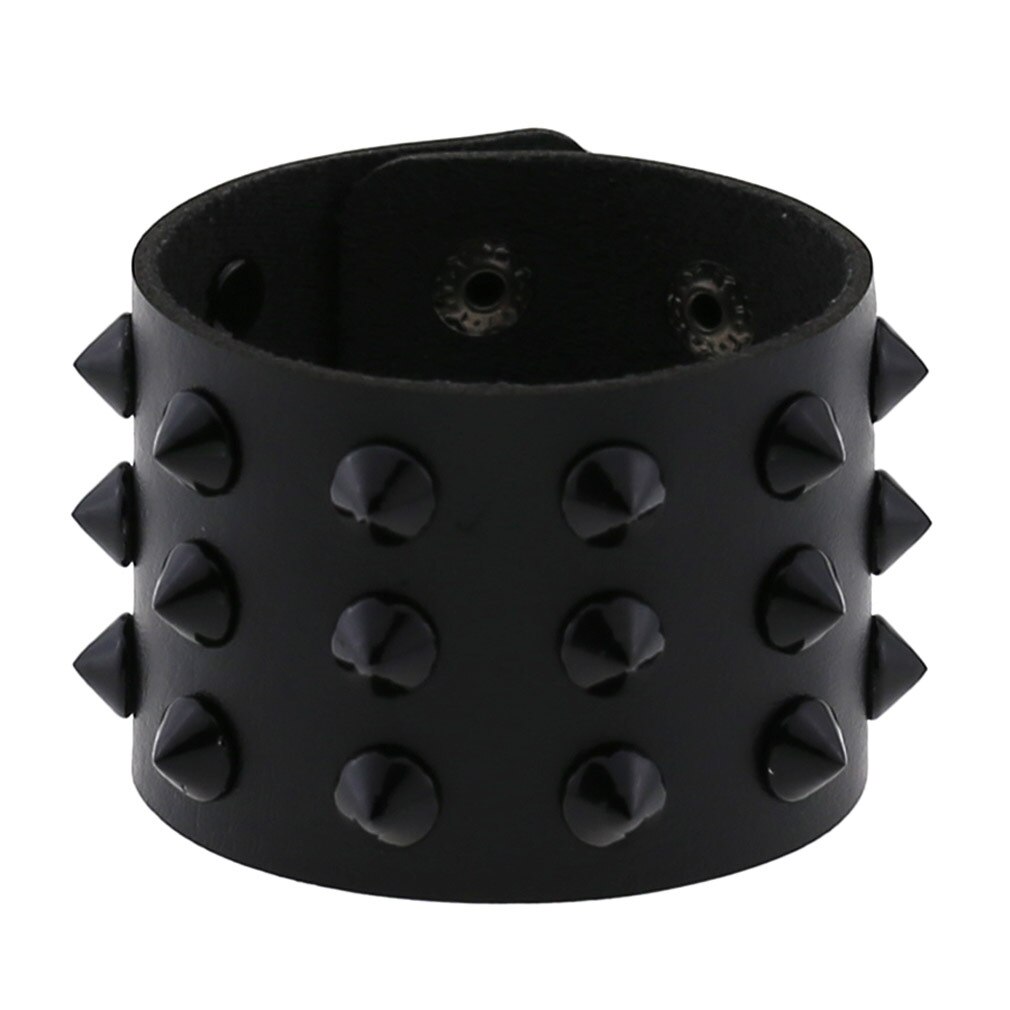 Bracelet gothique Punk Steam pour hommes, noir, blanc, rouge, en cuir pour femmes et hommes, bouton pression, bijoux: Black