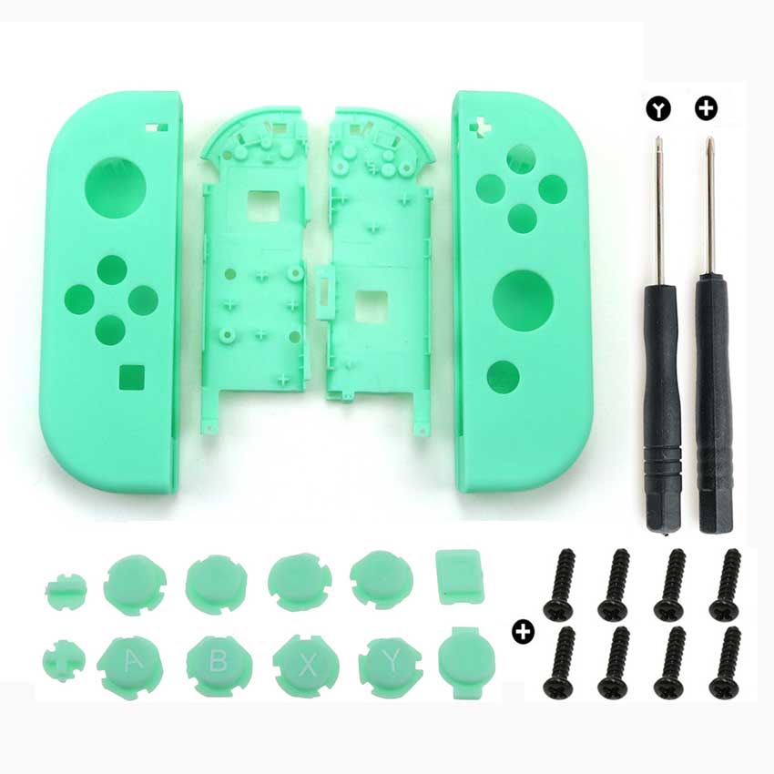 JCD-carcasa de repuesto para Joy-Con de Nintendo Switch, cubierta de carcasa para controlador de JoyCons NX de Switch NS, Con herramienta de tornillo de botón: Light Green