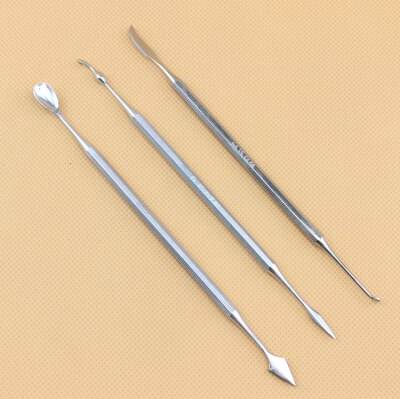 3 Stks/set Dental Wax Scoop Beeldhouwen Mes Rvs Dubbelzijdig Clay Carving Mes Tandarts Gereedschap Dental Pick Wax tool: Default Title
