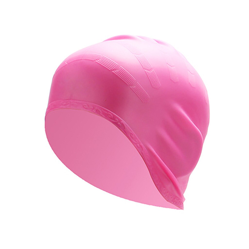 30# Swimming Cap Cover Ears Long Hair Clean Swim Pool For Adult Women Silicone Cap Bathing Drape Stretch Sports Seaside Fold: Pink