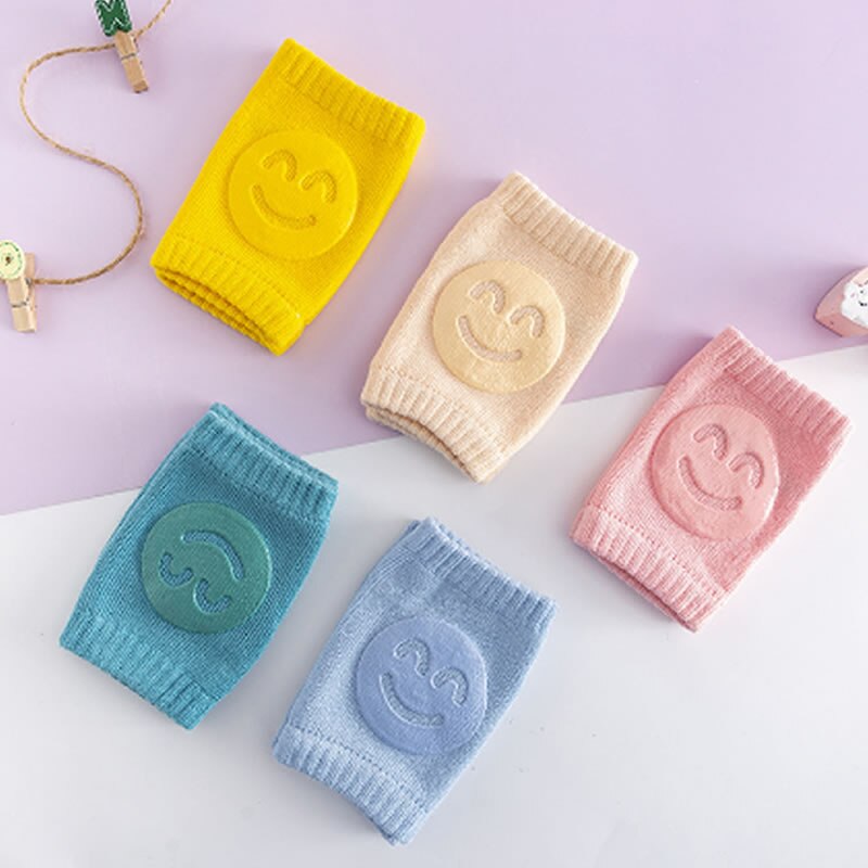 sommer Frottee Baby Strümpfe Ellenbogen Pad Kleinkind Krabbeln Knie Pad Baby Art Knie Pad Smiley Gesicht Kniepolster Bein wärmer