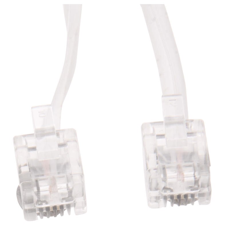 Cable de línea de módem de Fax, Conector de teléfono fijo 6P2C RJ11 macho blanco, 14M