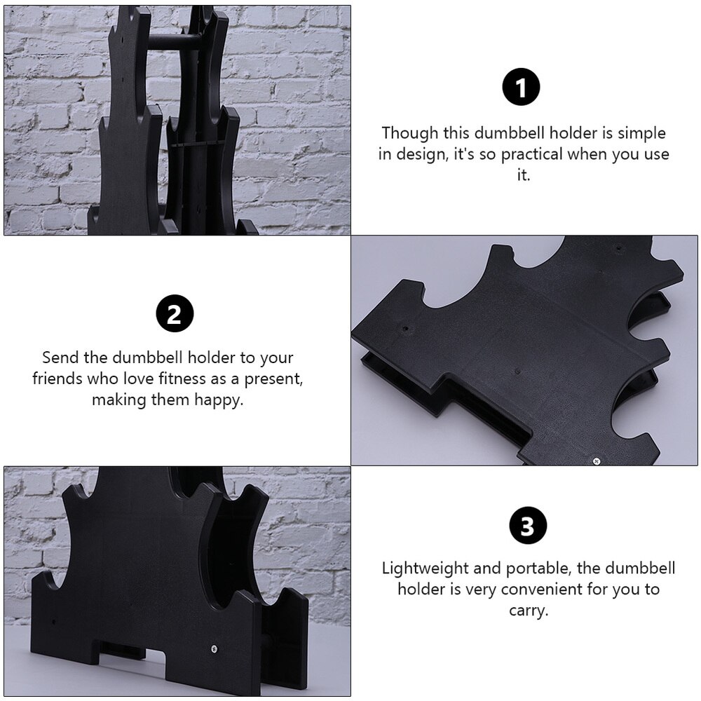 2pcs 3-Tier Dumbbell Storage Rack Tree Stand Dumbbell Holder (Black)