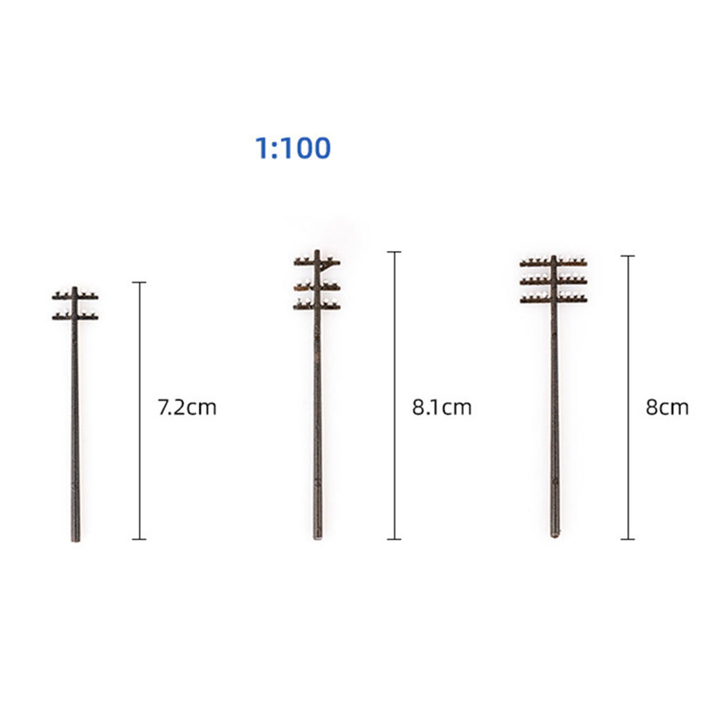 10x Plastic Electric Line Pole Model for Train SCENERY 1:100 HO TT Scale