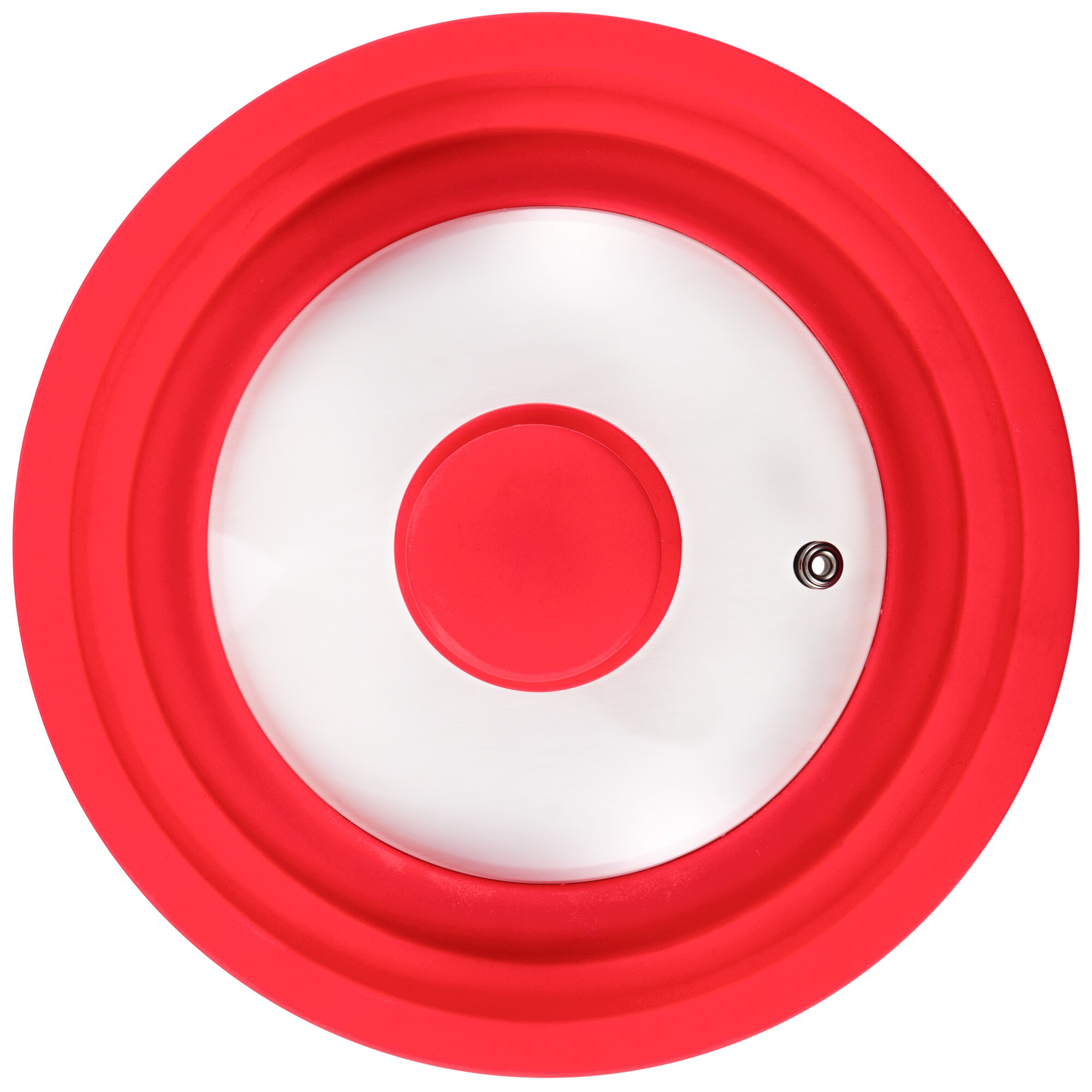 Juego de 3 sartenes antiadherentes San Ignacio en aluminio prensado (16/20/24 cm) en color rojo y tapa universal en color rojo