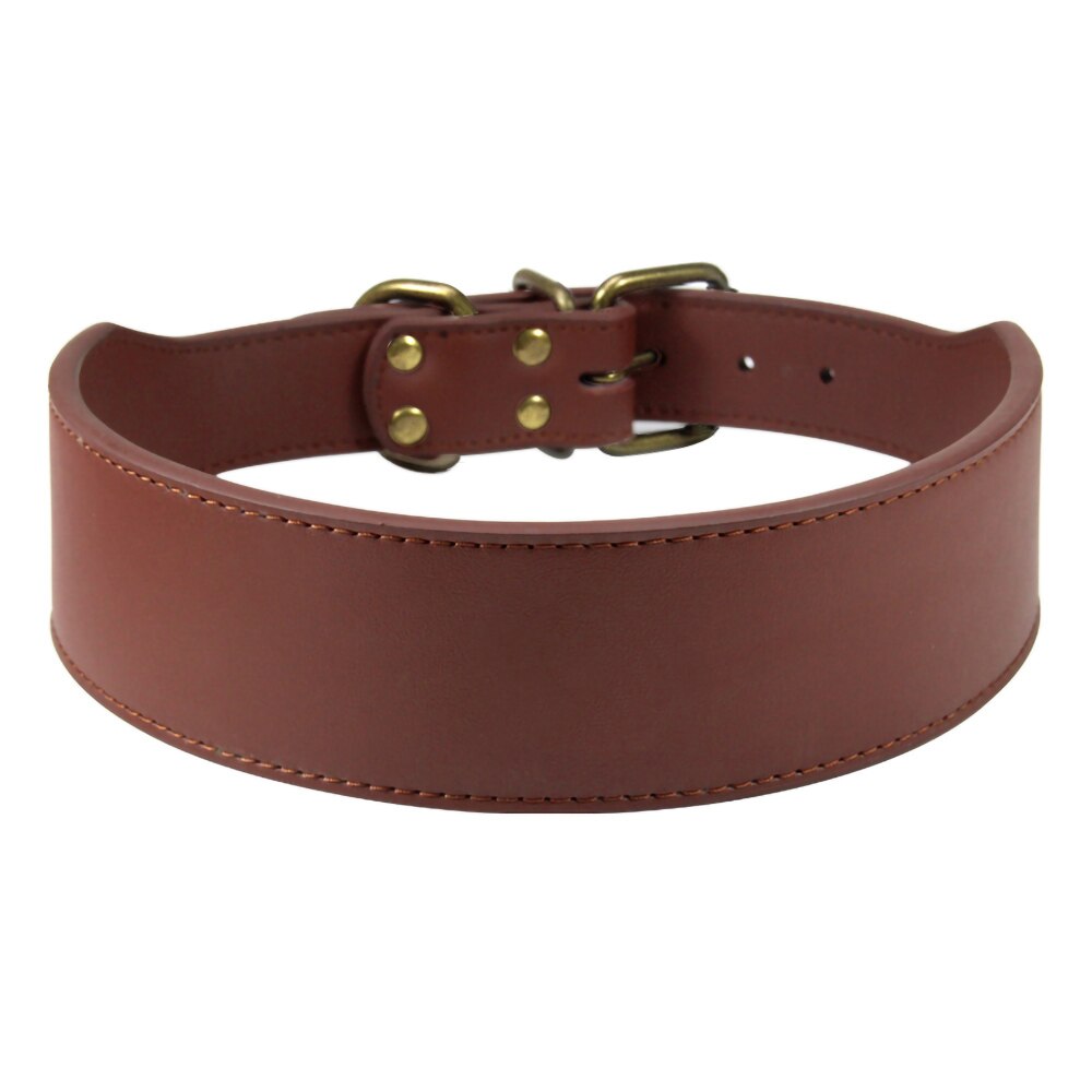 2 '' leveä kuitunahkainen koiranpanta kestävä kaulahihna kaulapannat keskikokoiselle koiralle kuparisolki pitbull bulldog beagle l -3xl: Viininpunainen / L