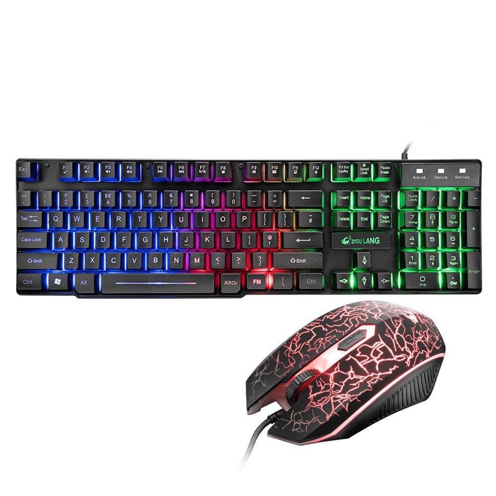 Gaming Mouse And Keyboard Set T9 Rainbow Backlight USB Ergonomic Gaming English Keyboard And Mouse Set Gaming Mice