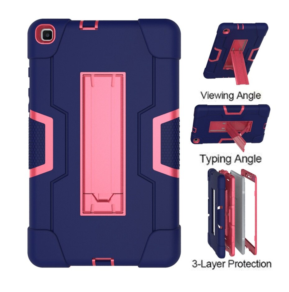 Dla Samsung SM-T290 case 8.0 "calowy T290 T295 krzemu odporny na wstrząsy tablet stojak Capa pokrywa dla Samsung Galaxy Tab A 8.0(2019)SM-T290: NavyBlue and rose