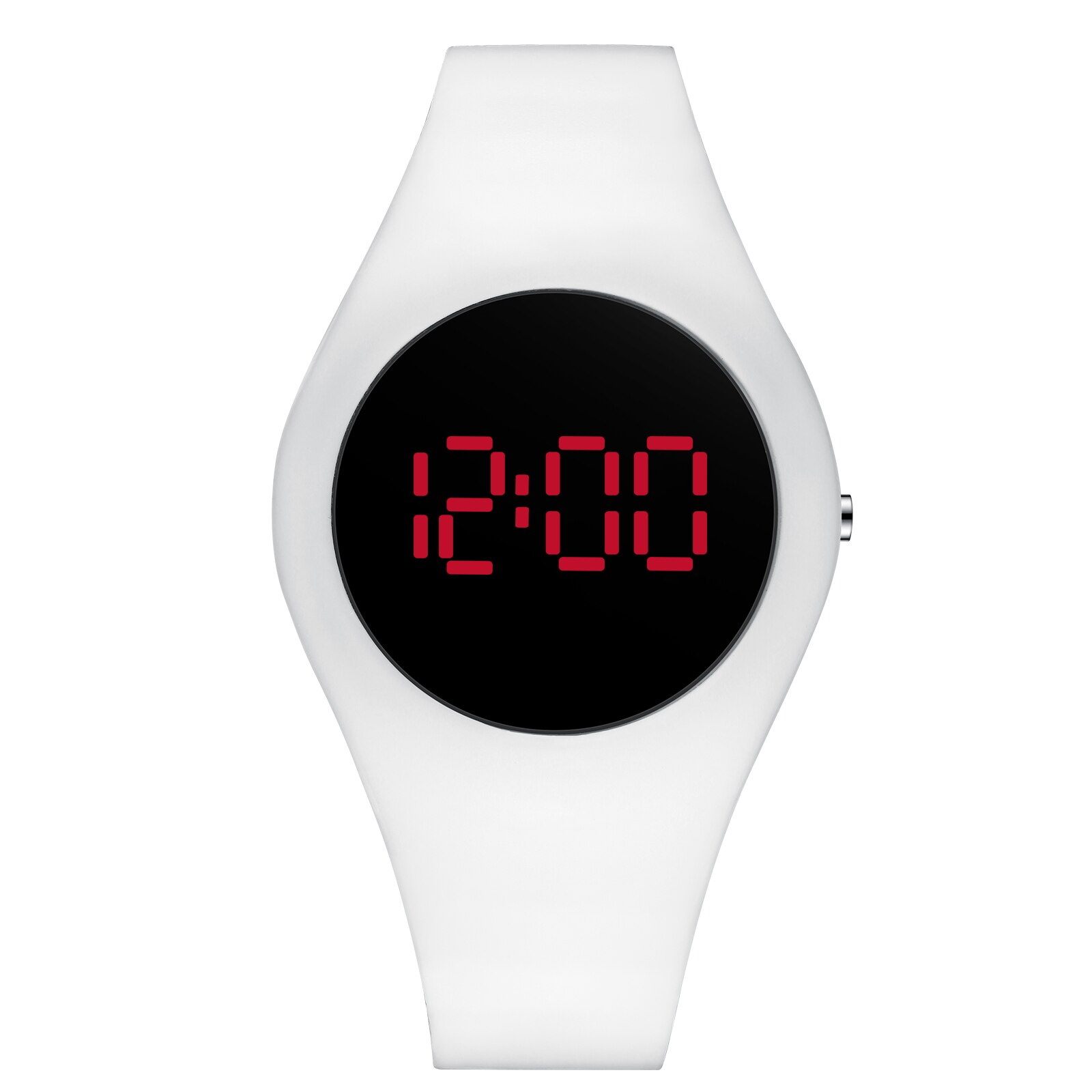 Reloj de para hombre, Ultra delgado, redondo, deportivo, reloj electrónico para estudiantes, reloj Digital impermeable para hombres, reloj Digital para mujer, reloj masculino: R1R-White