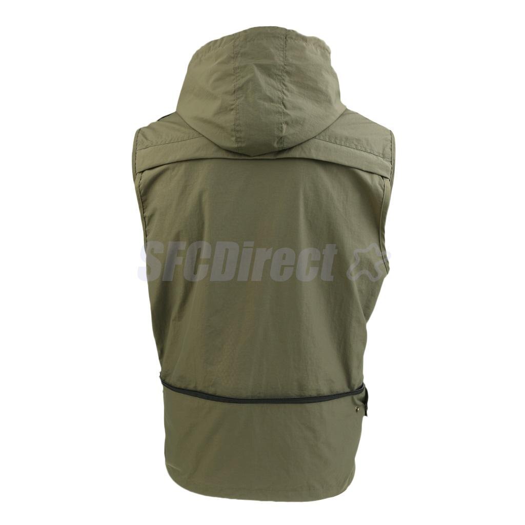 Men's Multi Pocket Travelers Fishing Working Photography Hooded Vest Detachable Quick-Drying Waistcoat