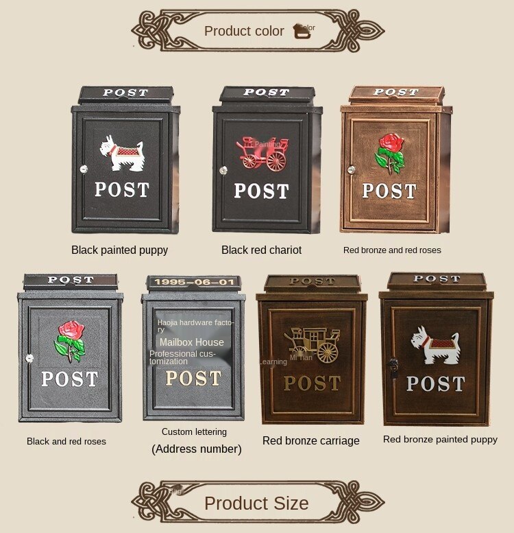 Aluminum Mailbox With Lock Home Vintage Letter Newspaper Post Box Ourdoor Garden Waterproof Pastoral Rural Style Mailbox