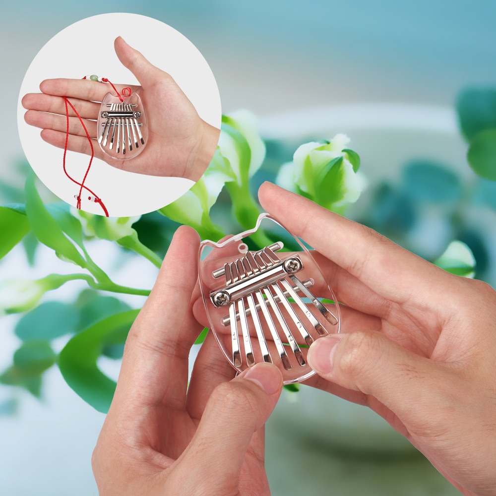8 Keys Mini Kalimba Finger Thumb Piano with Neck Rope Pendant Cute Portable Musical Instrument Keyboard for Children Beginn