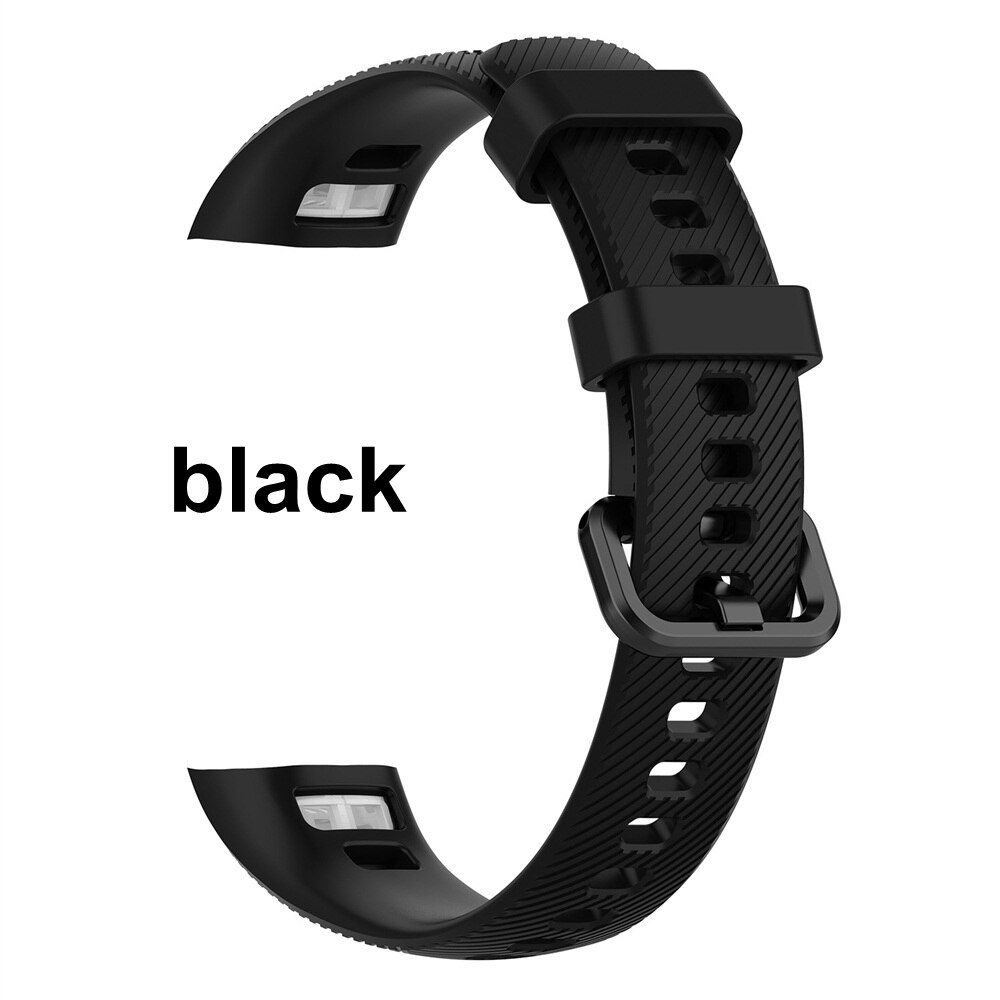 10 Colors Silicone Wrist Strap for Honor Band 5 4 Smart Wristband Replacement Original Watch Band Soft Bracelet Sport Classic: black
