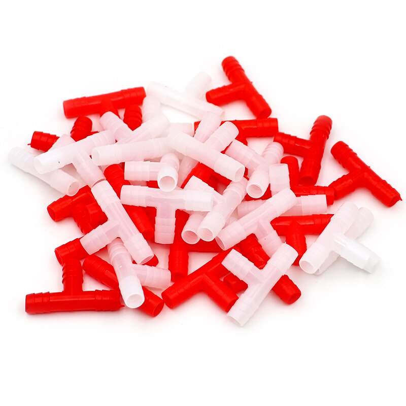 100Pcs Drinknippel Tee Buis Connector Diameter 8Mm Plastic Konijn Kip Kwartel Duiven Huisdieren Aansluitleiding Boerderij Apparatuur