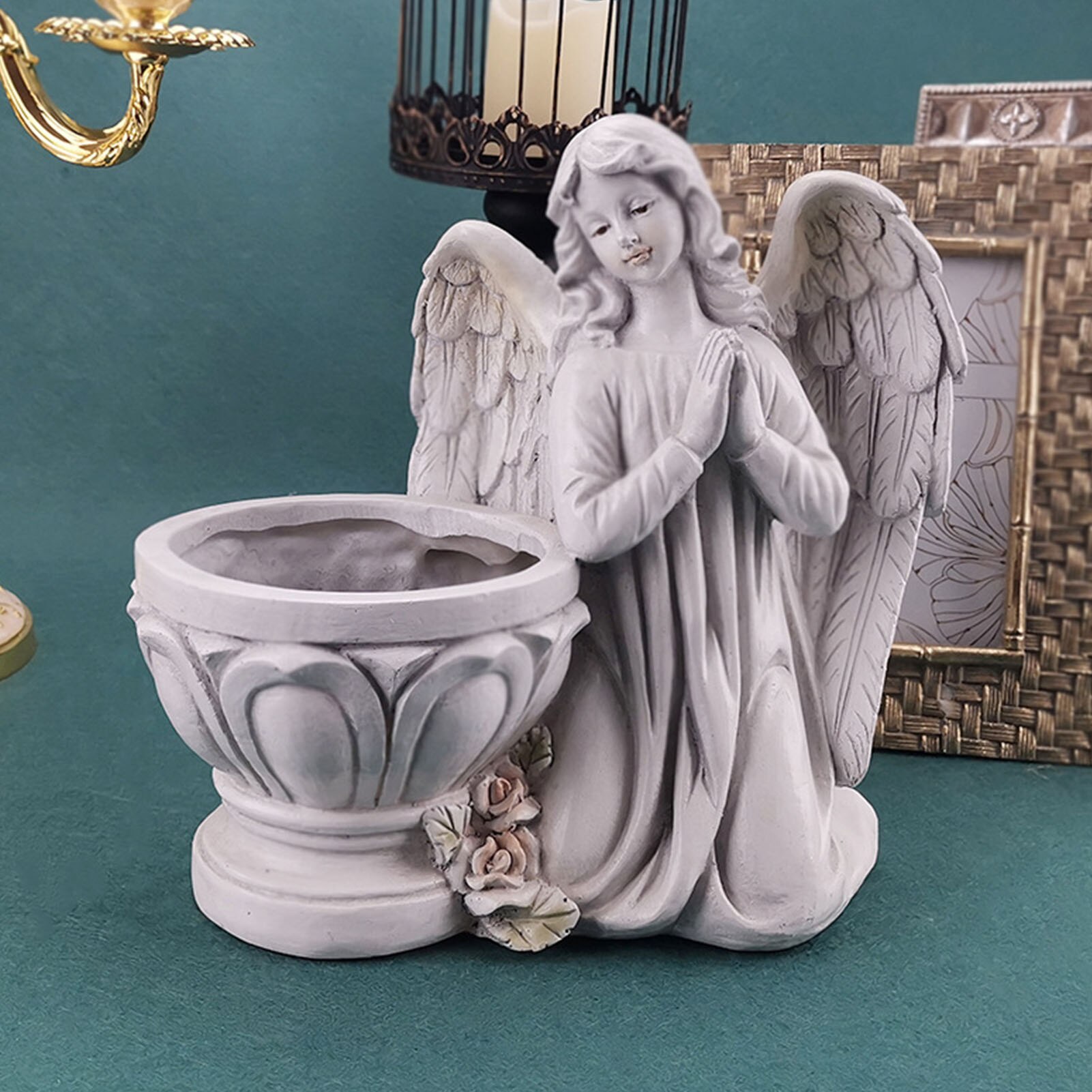 Praying Angel Planter Garden Angel Succulent Pot Plant Holder European Resin Crafts Indoor And Outdoor Flower Tank Desk Ornament