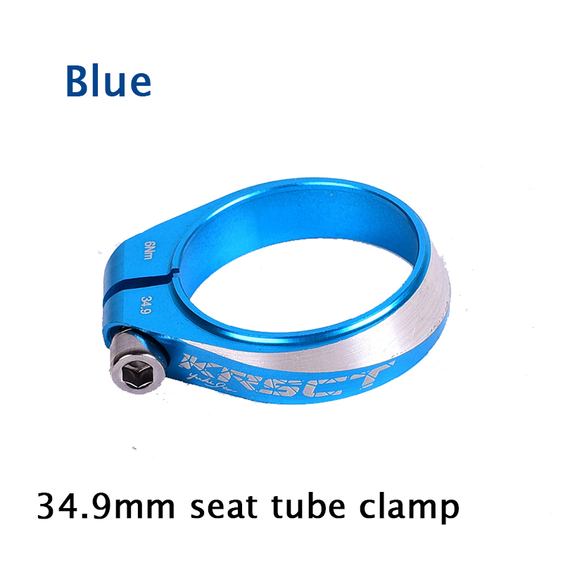 Krsct fiets zadelpenklem aluminium 31.8/34.9mm fiets zadelpen buisklem mtb mountainbike zadelklemmen accessoires: 34.9mm- blauw