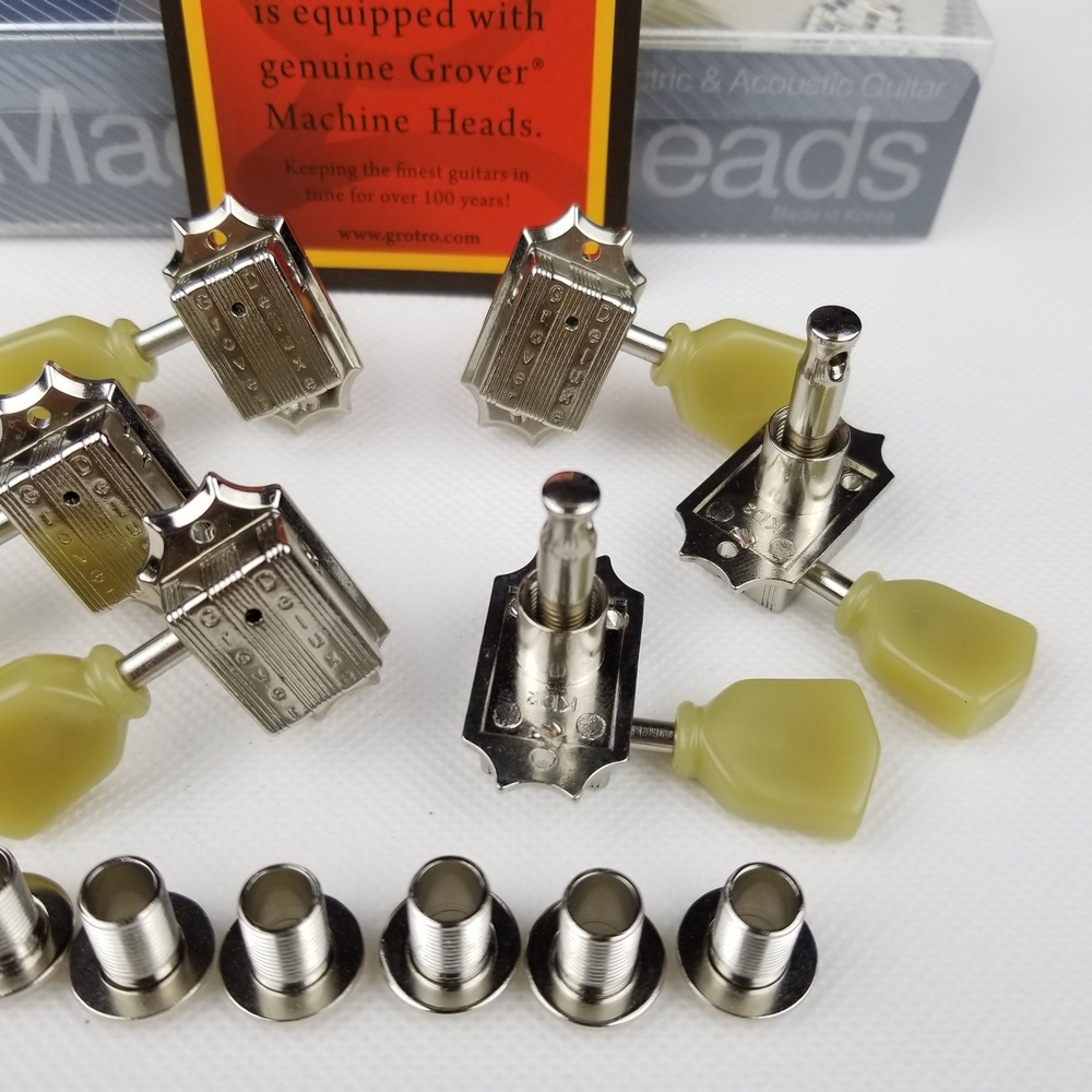 Echt Grover Stemsleutels Deluxe Vintage Stijl Gitaar Machine Heads Tuners Voor 10 Mm Lespaul Gitaar Chroom Zilver Gemaakt In china